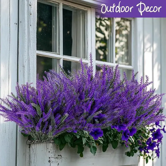 Alt view image 4 of 6 - RAINFLOW 8 PCS Artificial Lavender Flowers - Faux Lavender Plants Outdoor