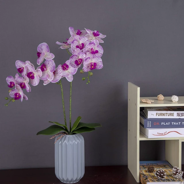 Alt view image 6 of 6 - Fnize Orchid Leaves Artificial Phalaenopsis Stems Leaf Real Touch 8" 2pcs