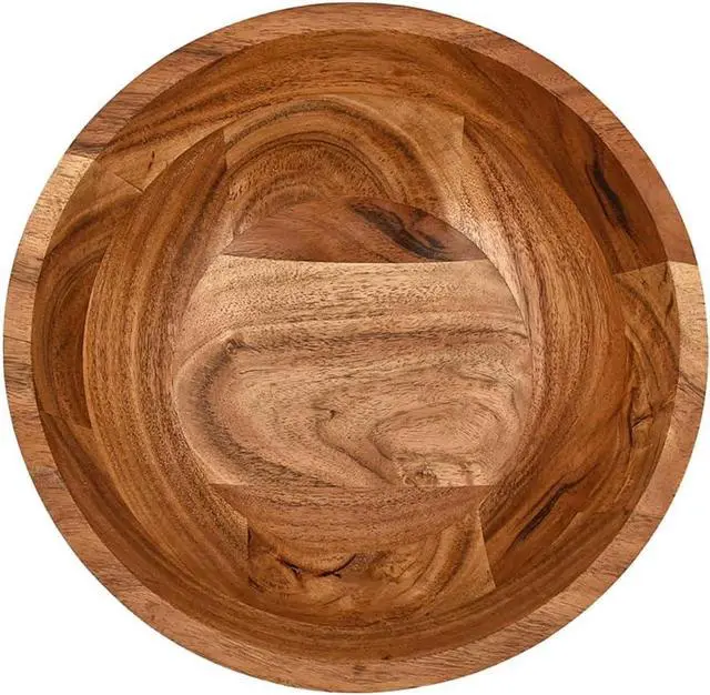 Alt view image 3 of 5 - Acacia Wood Round Shaped Serving Bowl For Fruit,Dessert Platter Centerpiece Dining Living Room Home Kitchen Décor (9" x 9" x 4")