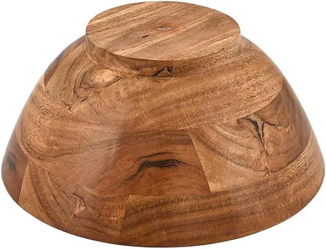 Alt view image 4 of 5 - Acacia Wood Round Shaped Serving Bowl For Fruit,Dessert Platter Centerpiece Dining Living Room Home Kitchen Décor (9" x 9" x 4")