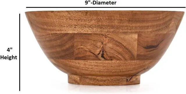Alt view image 5 of 5 - Acacia Wood Round Shaped Serving Bowl For Fruit,Dessert Platter Centerpiece Dining Living Room Home Kitchen Décor (9" x 9" x 4")