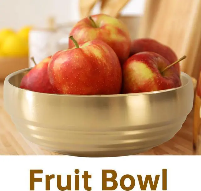 Alt view image 5 of 6 - 7.4 INCH Gold Decorative Bowl, Key Bowl for Entryway Table, Gold Home Decor, Metal Fruit Bowl for Kitchen Counter