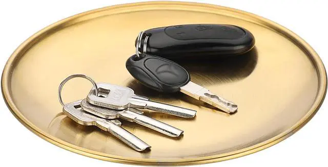 Main image of Small Key Bowl for Entryway Table Decor Gold Candle Plate Key Tray Decorative Metal Jewelry Dish Holder for Vanity Kitchen Counter Coffee Table