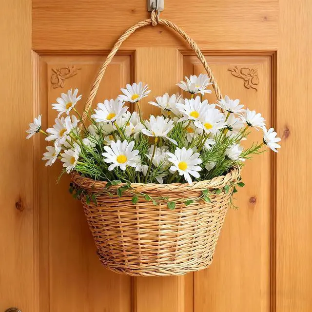 Alt view image 7 of 7 - Artificial White Daisy Flowers, 6 Bundles 21 UV Resistant Outdoor Silk Daisies Flowers with Stems and Leaves Faux Greenery Shrubs Plants Arrangements for Home Garden Vase Decor