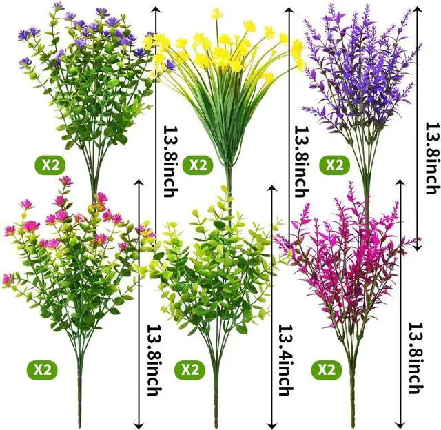 Alt view image 2 of 7 - 12 Bundles Outdoor Artificial Fake Flowers UV Resistant No Fade Boxwood Faux Plastic Shrubs Plants for Garden Patio Porch Window Box Home Wedding Farmhouse Hanging Décor
