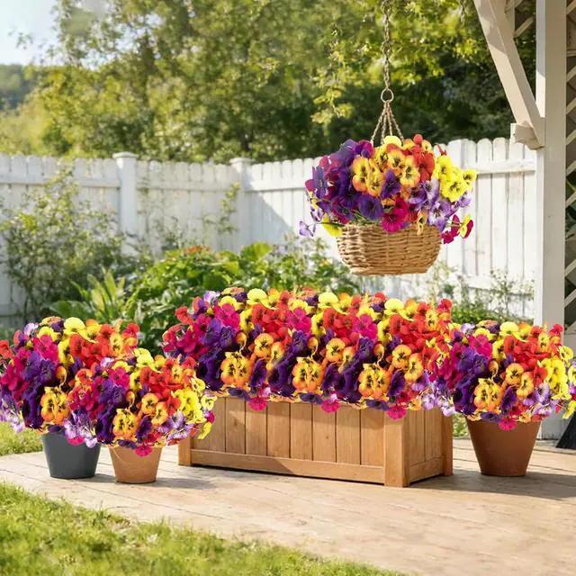 Alt view image 3 of 7 - 18 Bundles Artificial Flowers for Outdoors Faux Silk Flower UV Resistant
