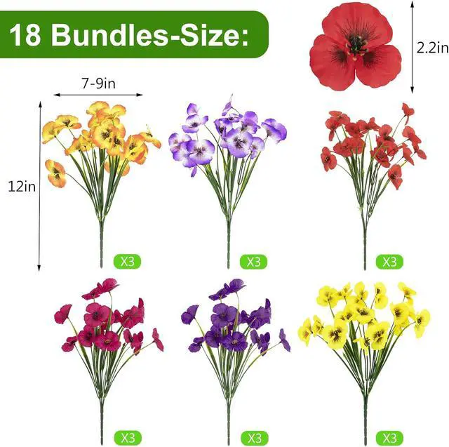 Alt view image 4 of 7 - 18 Bundles Artificial Flowers for Outdoors Faux Silk Flower UV Resistant