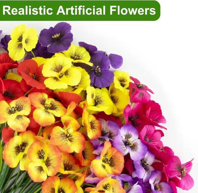 Alt view image 6 of 7 - 18 Bundles Artificial Flowers for Outdoors Faux Silk Flower UV Resistant