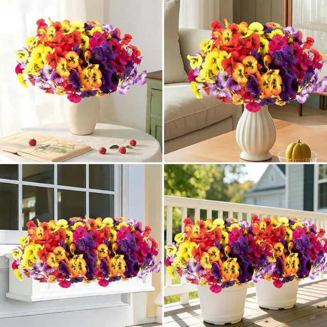 Alt view image 7 of 7 - 18 Bundles Artificial Flowers for Outdoors Faux Silk Flower UV Resistant