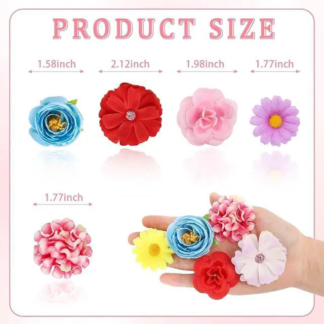 Alt view image 4 of 7 - 66PCS Fake Flower Heads for Crafts, Mini Artificial Flowers, Multicolor
