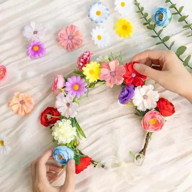 Alt view image 5 of 7 - 66PCS Fake Flower Heads for Crafts, Mini Artificial Flowers, Multicolor