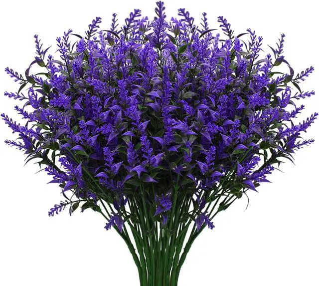 Main image of U/D Bundles Artificial Lavender Fake Flowers Outdoor UV Resistant Plants Plastic Shrubs Hanging Flowerpot Indoor Outside Windows Decorations (Purple)