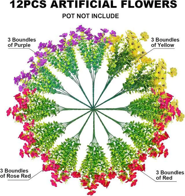 Alt view image 3 of 7 - Artificial Flowers for Outdoors UV Resistant Fake Silk Flowers Faux Violet