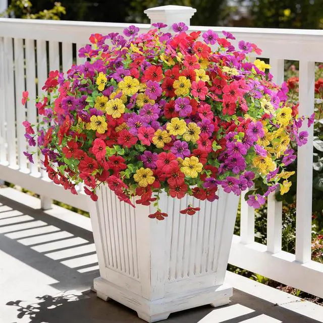 Alt view image 4 of 7 - Artificial Flowers for Outdoors UV Resistant Fake Silk Flowers Faux Violet