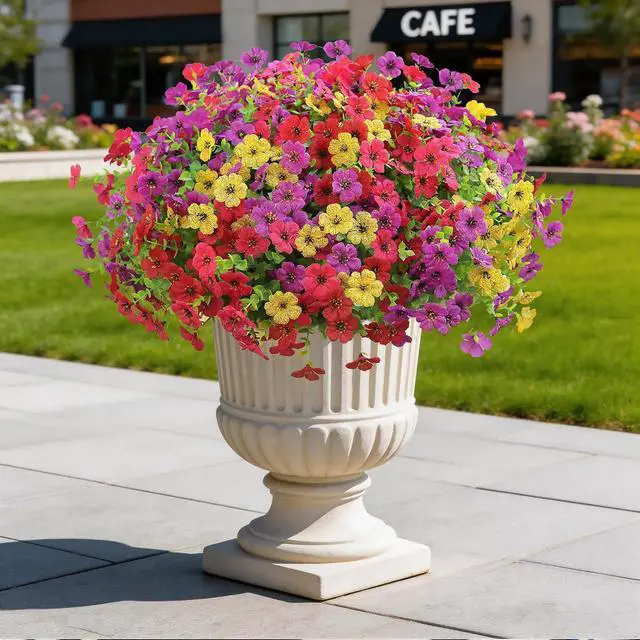 Alt view image 6 of 7 - Artificial Flowers for Outdoors UV Resistant Fake Silk Flowers Faux Violet