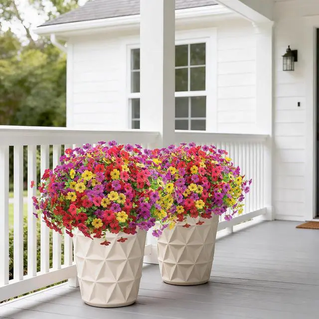 Alt view image 7 of 7 - Artificial Flowers for Outdoors UV Resistant Fake Silk Flowers Faux Violet
