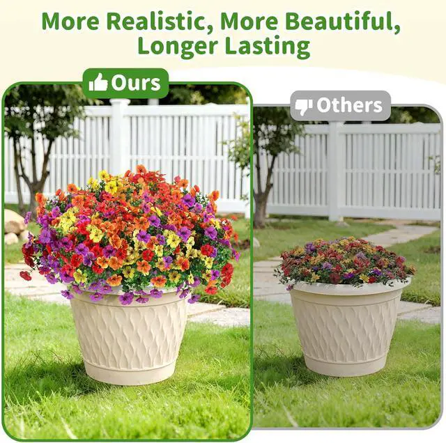 Alt view image 5 of 7 - Artificial Outdoor Flowers, UV Resistant Waterproof Faux Plants, 12 Bundles