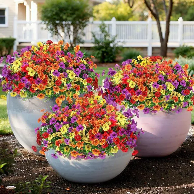 Alt view image 6 of 7 - Artificial Outdoor Flowers, UV Resistant Waterproof Faux Plants, 12 Bundles