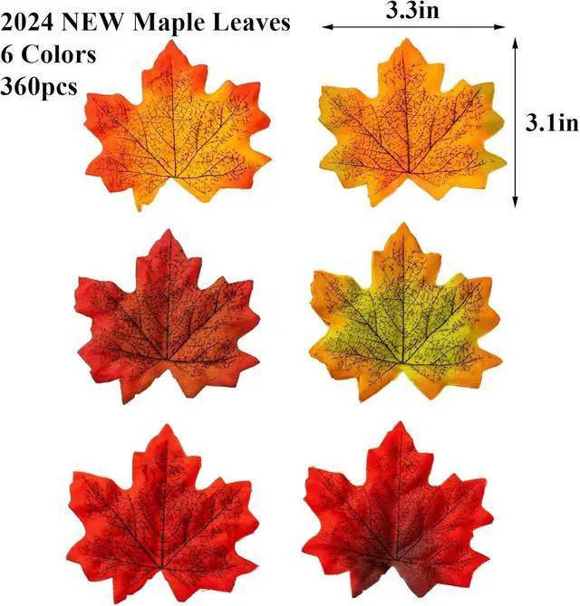 Alt view image 3 of 7 - Jiesky 360 Pcs 8cm/3.1inch Artificial Maple Leaves 6 Colors Fall Leaves Thanksgiving Day Autumn Leaf Decorations Wedding Parties Props Party Table Decor Crafts Artificial Flowers 2024