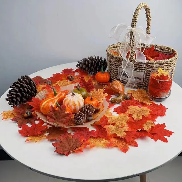 Alt view image 7 of 7 - Jiesky 360 Pcs 8cm/3.1inch Artificial Maple Leaves 6 Colors Fall Leaves Thanksgiving Day Autumn Leaf Decorations Wedding Parties Props Party Table Decor Crafts Artificial Flowers 2024