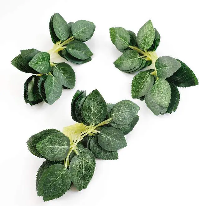 Main image of Floroom Artificial Green Leaves 35pcs Bulk Faux Silk Greenery Fake Rose Flower Leaves for DIY Wedding Bouquets Bridal Shower Centerpieces Home Decorations
