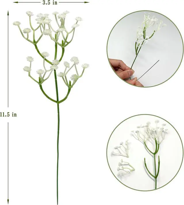 Alt view image 2 of 7 - Artificial Baby Breath Flowers Bulk, 20 Stems Faux Gypsophila for Wedding Bouquets, Bridal Decor, Home Decor Realistic Long-Lasting Fake Flowers, Bendable Stems, 2.8oz, 11.5 Inch White