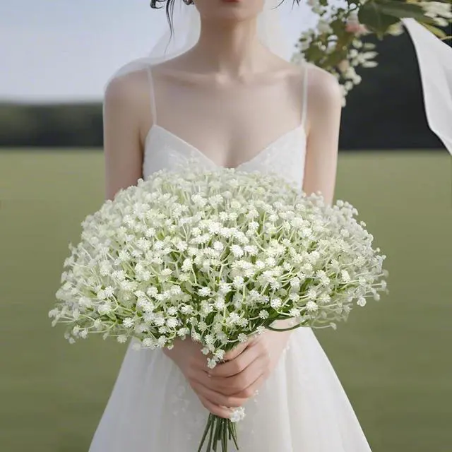 Alt view image 5 of 7 - Artificial Baby Breath Flowers Bulk, 20 Stems Faux Gypsophila for Wedding Bouquets, Bridal Decor, Home Decor Realistic Long-Lasting Fake Flowers, Bendable Stems, 2.8oz, 11.5 Inch White