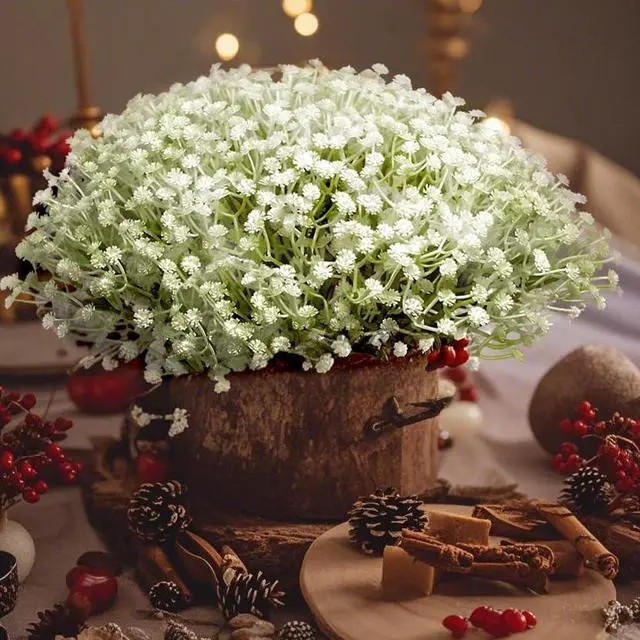 Alt view image 7 of 7 - Artificial Baby Breath Flowers Bulk, 20 Stems Faux Gypsophila for Wedding Bouquets, Bridal Decor, Home Decor Realistic Long-Lasting Fake Flowers, Bendable Stems, 2.8oz, 11.5 Inch White