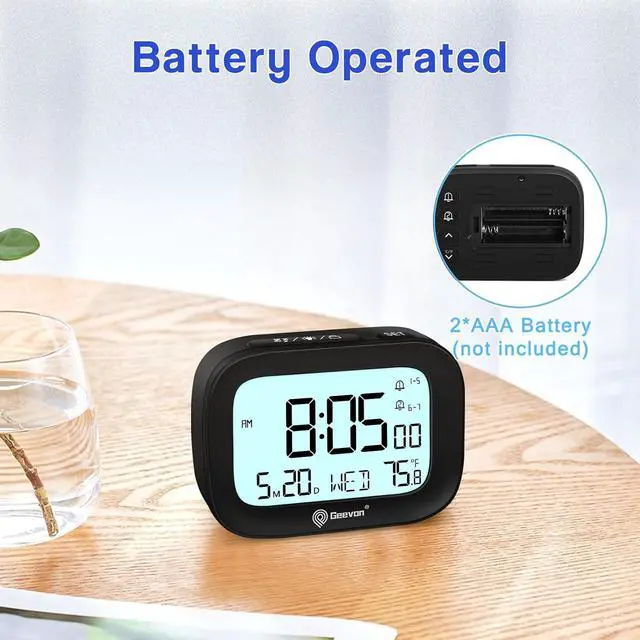 Alt view image 6 of 7 - Geevon Travel Alarm Clock with Indoor Temperature Display