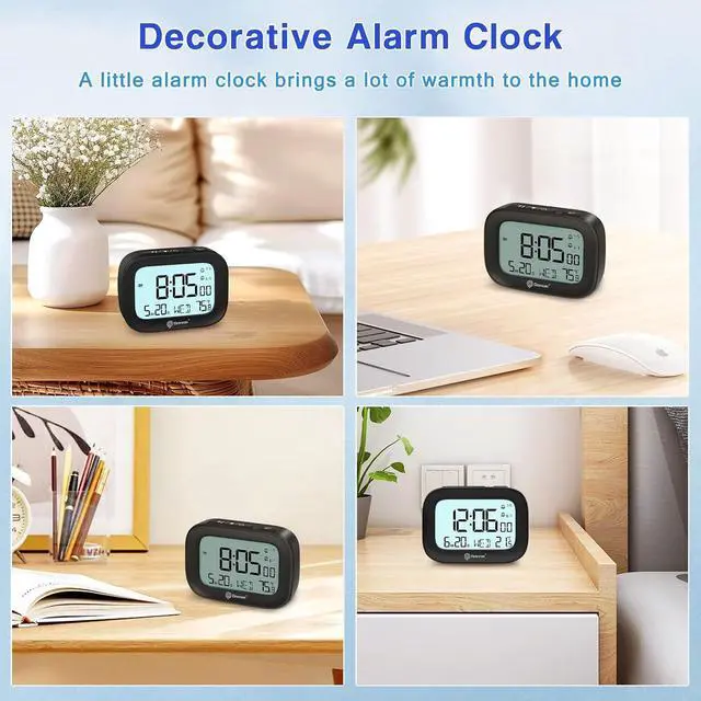 Alt view image 7 of 7 - Geevon Travel Alarm Clock with Indoor Temperature Display