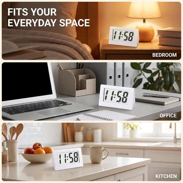 Alt view image 4 of 7 - BWESOO 1PC White Mini Small Car Desk Digital Clock Watch Gauges Mini Digital LCD Screen Travel Desktop Clock Electronic Home Clocks Office Alarm Clocks