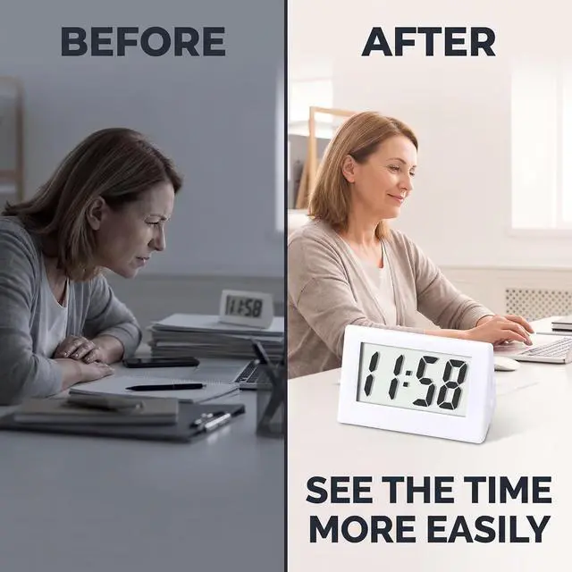 Alt view image 7 of 7 - BWESOO 1PC White Mini Small Car Desk Digital Clock Watch Gauges Mini Digital LCD Screen Travel Desktop Clock Electronic Home Clocks Office Alarm Clocks