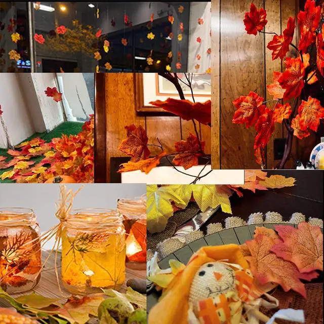 Alt view image 6 of 7 - Jiesky 360 Pcs 8cm/3.1inch Artificial Maple Leaves 6 Colors Fall Leaves Thanksgiving Day Autumn Leaf Decorations Wedding Parties Props Party Table Decor Crafts Artificial Flowers 2024