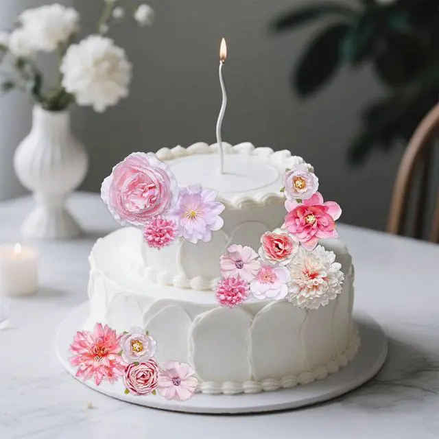 Alt view image 5 of 7 - 27 Pcs Faux Flowers Small Silk Artificial Flower for DIY Multicolor Flowers Craft Supplies for Wedding Party Graduation Home Decor (27, Pink)