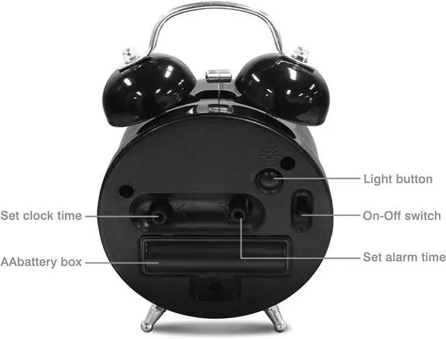Alt view image 4 of 7 - OWill Twin Bell Alarm Clock with 3D Dial Simple, Super Extra Loudest Ringing for Adults, Heavy Sleepers, Teenagers, Alarm Clocks for Bedrooms, Carbon Battery Operated Retro Vintage Old School Classic