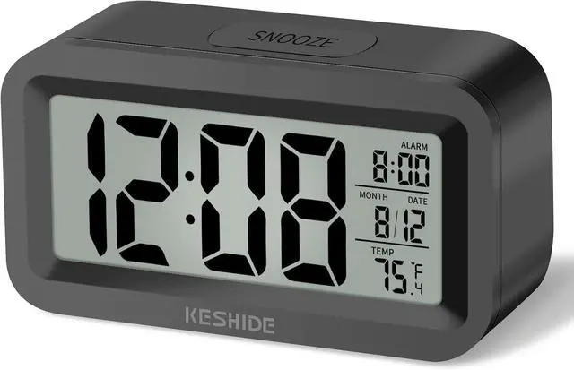 Main image of Travel Digital Alarm Clock, Battery Operated with Indoor Temperature, Desk Small Clock,Snooze Model,12/24H Display for Bedrooms Heavy Sleepers Kids Travel Bathroom (Black)