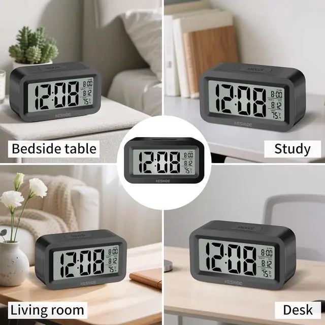 Alt view image 6 of 7 - Travel Digital Alarm Clock, Battery Operated with Indoor Temperature, Desk Small Clock,Snooze Model,12/24H Display for Bedrooms Heavy Sleepers Kids Travel Bathroom (Black)