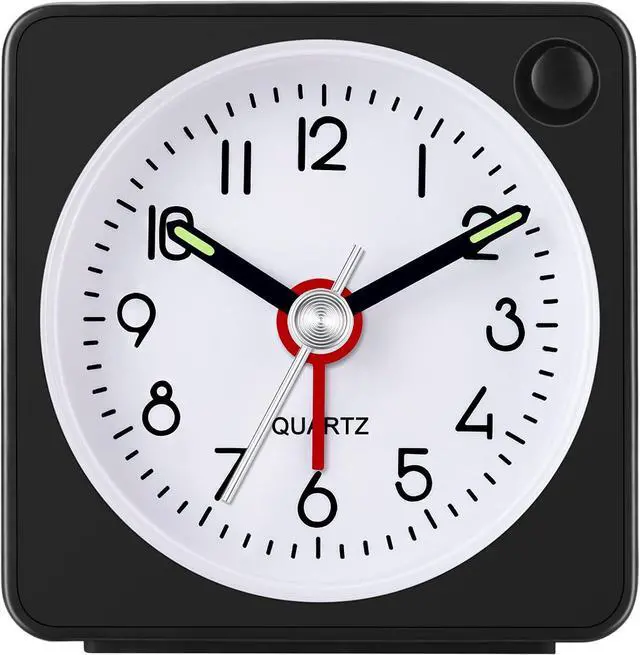 Main image of Travel Analog Alarm Clock, 2.25 inch, Ultra Small Clock with Snooze and Light Function, Super Silent Non Ticking, Battery Operated, Easy Setting
