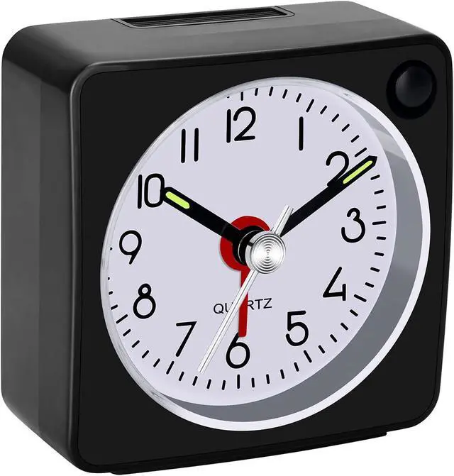 Alt view image 2 of 7 - Travel Analog Alarm Clock, 2.25 inch, Ultra Small Clock with Snooze and Light Function, Super Silent Non Ticking, Battery Operated, Easy Setting