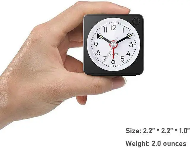 Alt view image 3 of 7 - Travel Analog Alarm Clock, 2.25 inch, Ultra Small Clock with Snooze and Light Function, Super Silent Non Ticking, Battery Operated, Easy Setting