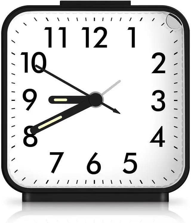 Main image of Analog Alarm Clocks, Non Ticking Table Clock with Luminous Hand & Large Display, Battery Powered Silent Bedside Alarm Clock with Snooze & Night Light Function, for Bedroom, Office