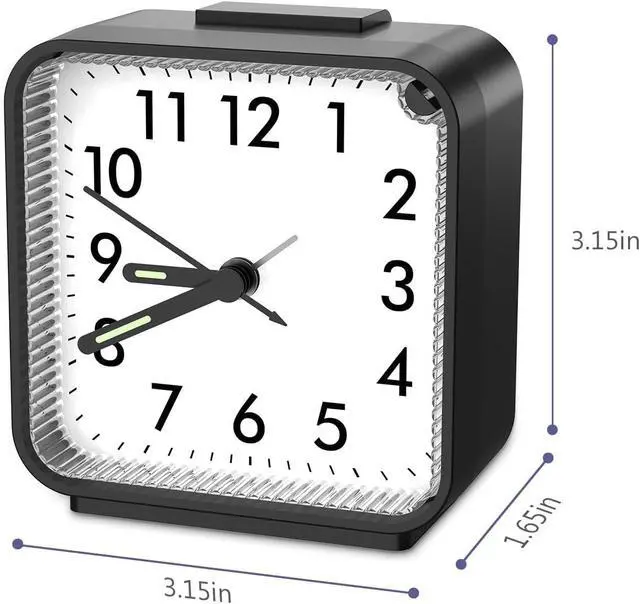 Alt view image 6 of 7 - Analog Alarm Clocks, Non Ticking Table Clock with Luminous Hand & Large Display, Battery Powered Silent Bedside Alarm Clock with Snooze & Night Light Function, for Bedroom, Office