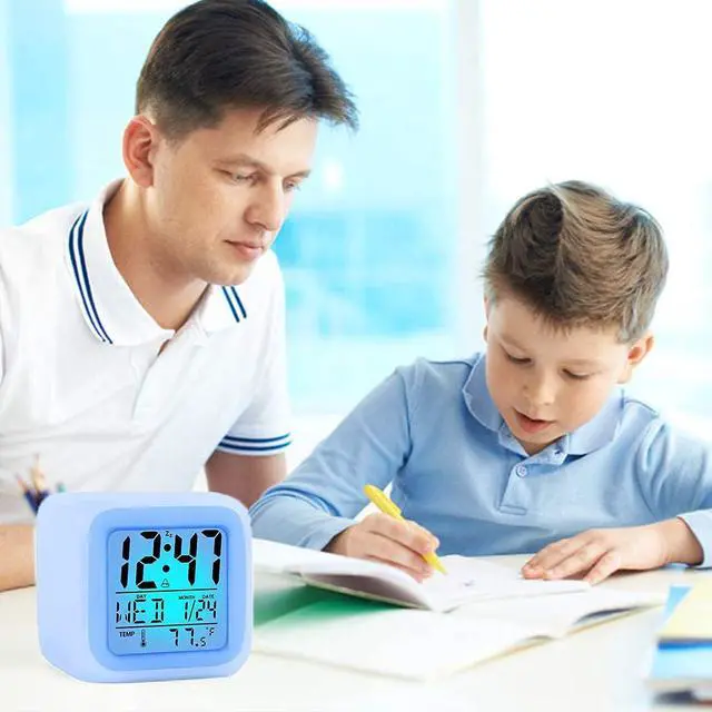 Alt view image 4 of 7 - Alarm Clock with 7 Color Changing Night Light, Digital Kid Alarm Clocks with Snooze, Wake Up Digital Clock for Room Decor, Temperature, Gift for Girls Boys, Back to School Gifts