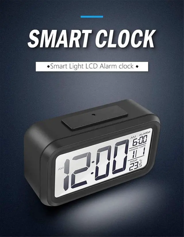 Alt view image 2 of 7 - TXY LED Digital Alarm Clock Backlight Snooze Mute Calendar Desktop Electronic Bcaklight Table Clocks Desktop Clock (Black)