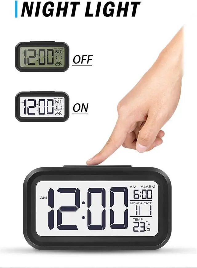Alt view image 4 of 7 - TXY LED Digital Alarm Clock Backlight Snooze Mute Calendar Desktop Electronic Bcaklight Table Clocks Desktop Clock (Black)