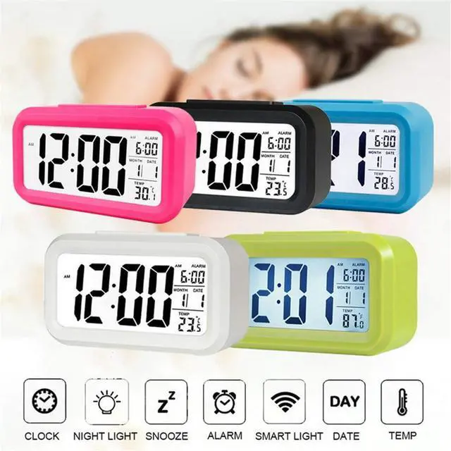 Alt view image 7 of 7 - TXY LED Digital Alarm Clock Backlight Snooze Mute Calendar Desktop Electronic Bcaklight Table Clocks Desktop Clock (Black)