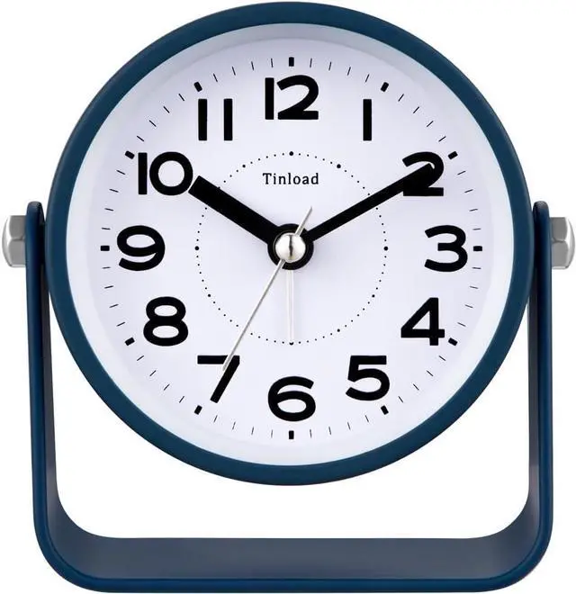 Main image of Tinload Analog Alarm Clock for Bedroom, Silent Non-Ticking Quartz Movement, Battery Operated with Snooze & On-Demand Light, Bedside Desk Table Clock, Ideal for Home,Office (Blue)
