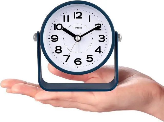 Alt view image 3 of 7 - Tinload Analog Alarm Clock for Bedroom, Silent Non-Ticking Quartz Movement, Battery Operated with Snooze & On-Demand Light, Bedside Desk Table Clock, Ideal for Home,Office (Blue)