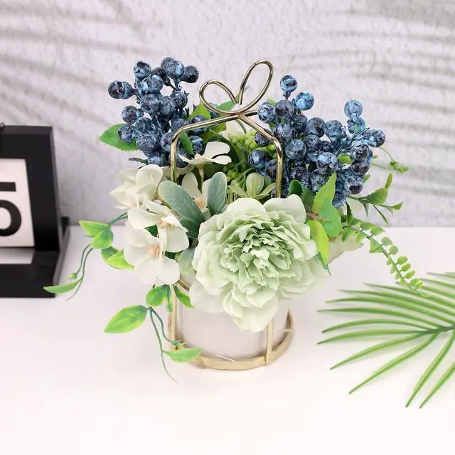 Alt view image 6 of 7 - Artificial Blueberries,3 Pcs Lifelike Fake Blueberries with Stems
