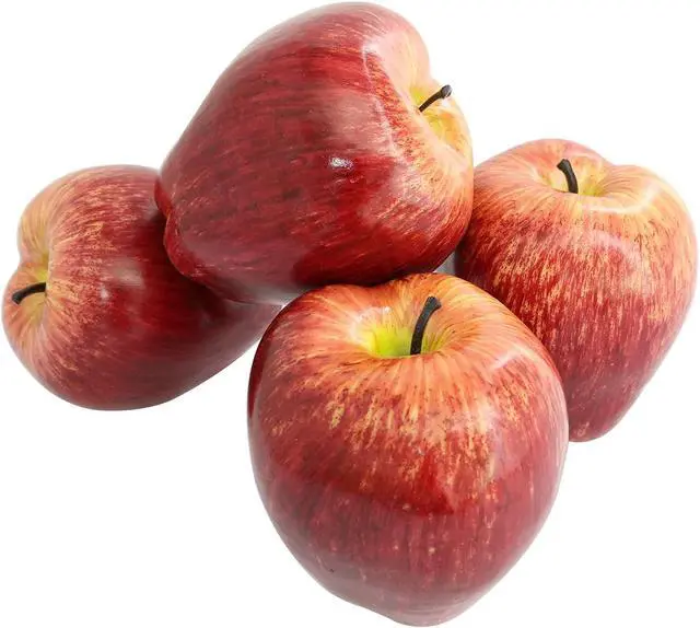 Alt view image 2 of 4 - Artificial Red Apple 4PCS High Simulation Plastic Fake Red Apples Realistic Lifelike Artificial Fruits Model for Home Kitchen Party Wedding Decoration